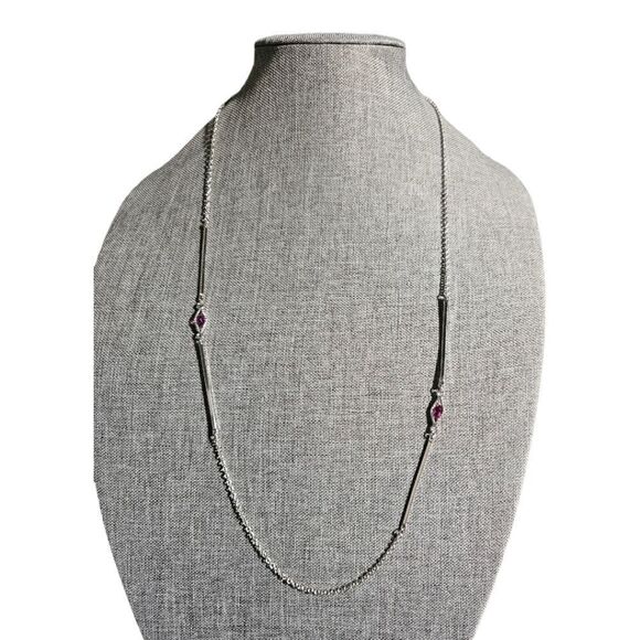 Sarah Coventry Station Pink Accents Long Silver-tone Elegant Necklace - Picture 7 of 16